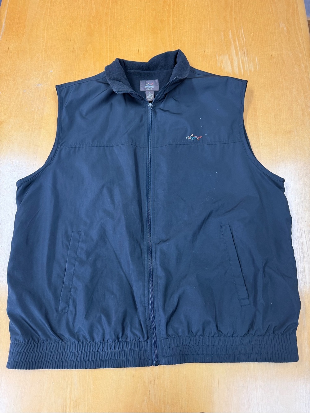 Greg Norman Tasso Elba Full Zip Golf Vest Mens L Black Fleece Lined Windbreaker